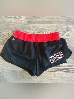 Navarro Women's Black Athletic Shorts with Red Waistband